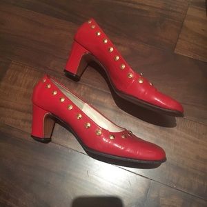 Vintage red kitten heels